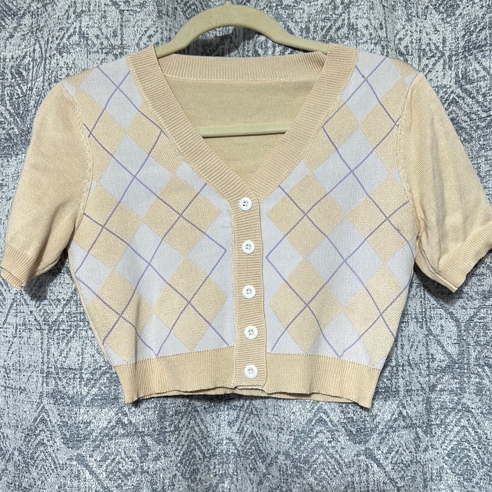 Cropped Button Up Sweater Top